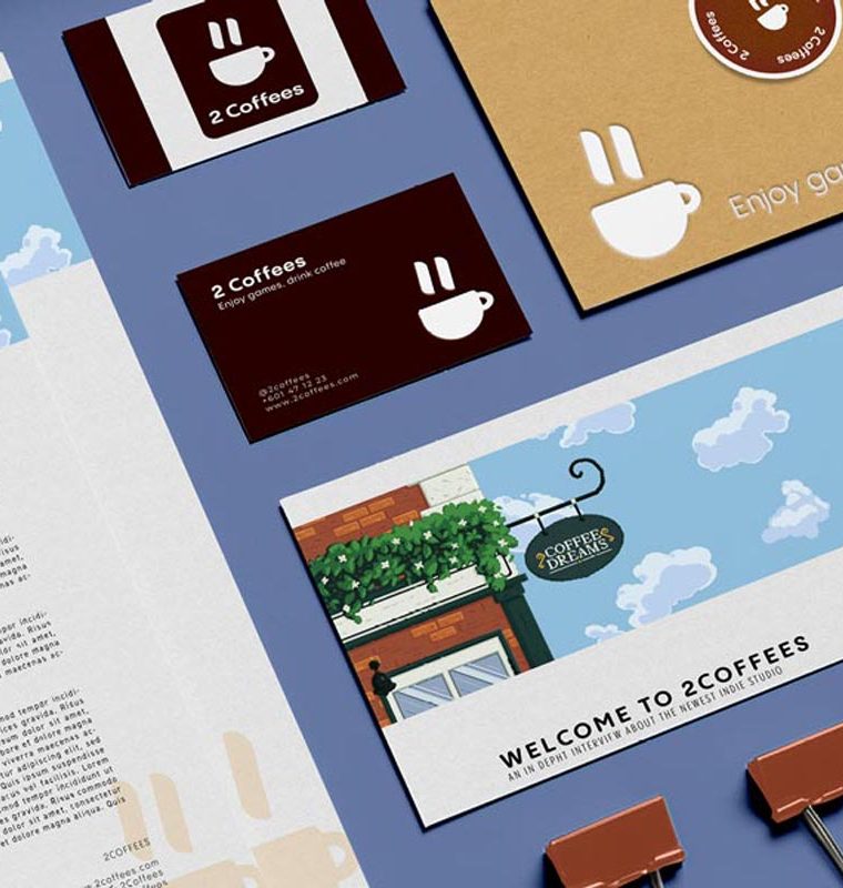 Papelería de la marca 2 coffees
